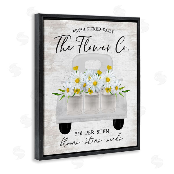 Stupell Industries Lettered And Lined | Vintage Flower Co. Daisy Blooms Filled Pickup Truck Wall Art