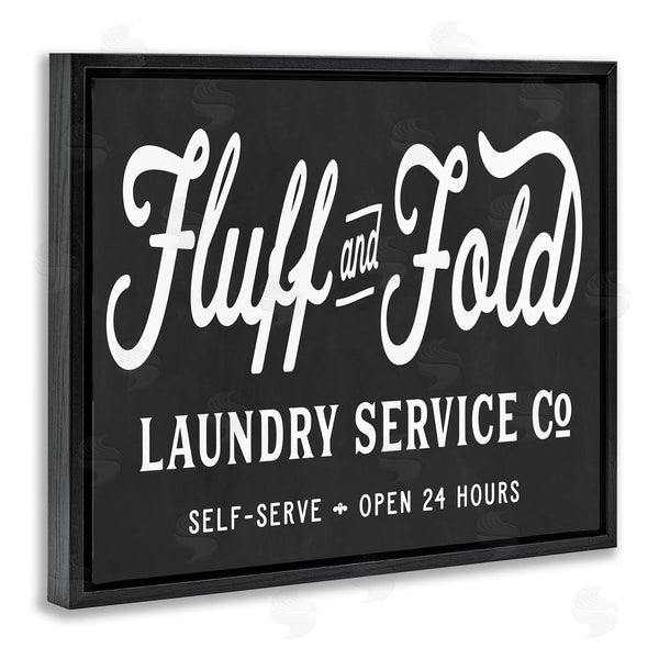 Stupell Industries Lettered And Lined | Vintage Fluff And Fold Laundry Advertisement Black White Wall Art