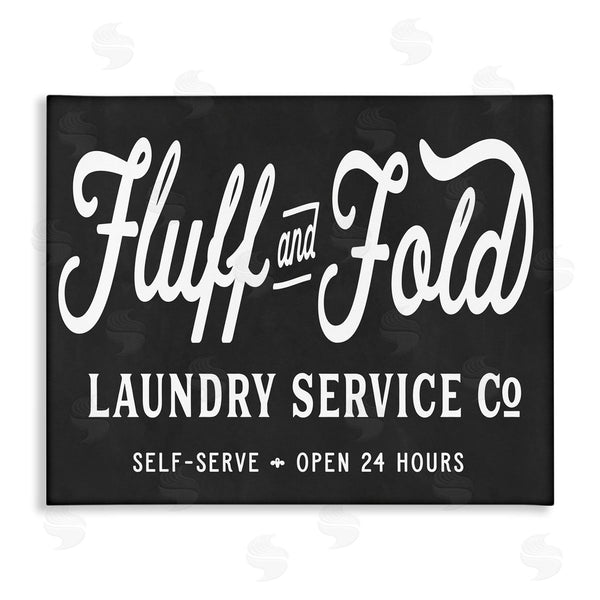 stupell industries Lettered and Lined | Vintage Fluff and Fold Laundry Advertisement Black White Wall Art