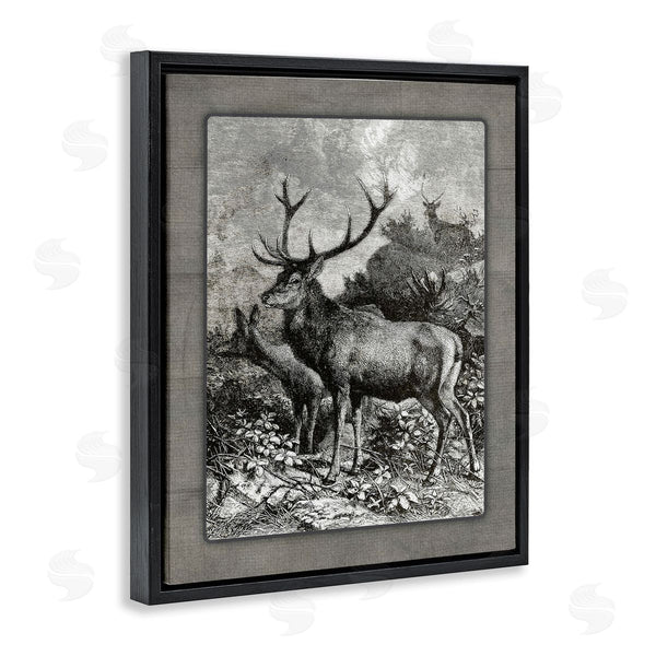 Stupell Industries Lettered And Lined | Vintage Forest Elk Scenery