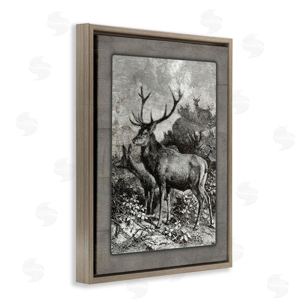 Stupell Industries Lettered And Lined | Vintage Forest Elk Scenery