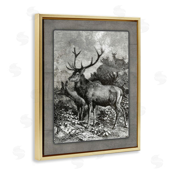 Stupell Industries Lettered And Lined | Vintage Forest Elk Scenery