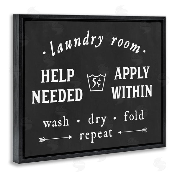 Stupell Industries Lettered And Lined | Vintage Help Wanted Laundry Room Sign Black White Wall Art