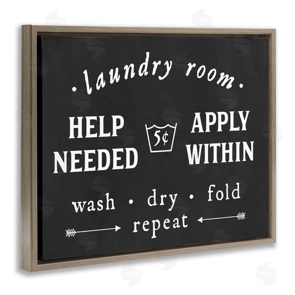 Stupell Industries Lettered And Lined | Vintage Help Wanted Laundry Room Sign Black White Wall Art