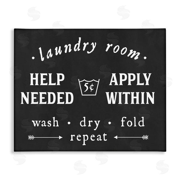 stupell industries Lettered and Lined | Vintage Help Wanted Laundry Room Sign Black White Wall Art