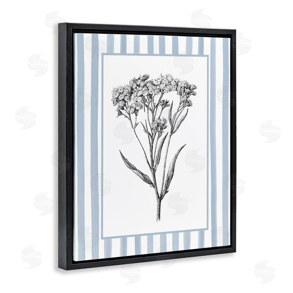 Stupell Industries Lettered And Lined | Vintage Herbs Blue Striped Border
