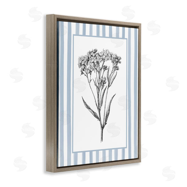 Stupell Industries Lettered And Lined | Vintage Herbs Blue Striped Border