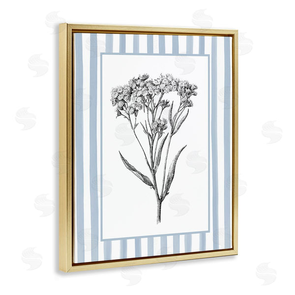 Stupell Industries Lettered And Lined | Vintage Herbs Blue Striped Border