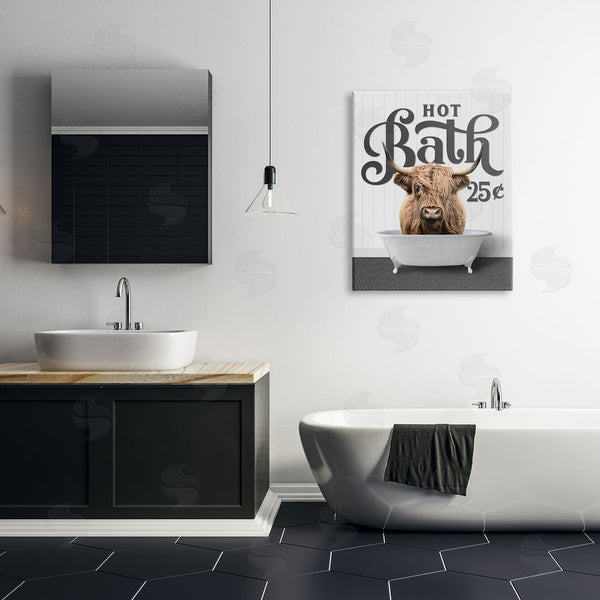 Stupell Industries Lettered And Lined | Vintage Highland Cow Bath Wall Art