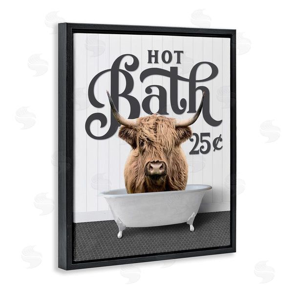 Stupell Industries Lettered And Lined | Vintage Highland Cow Bath Wall Art