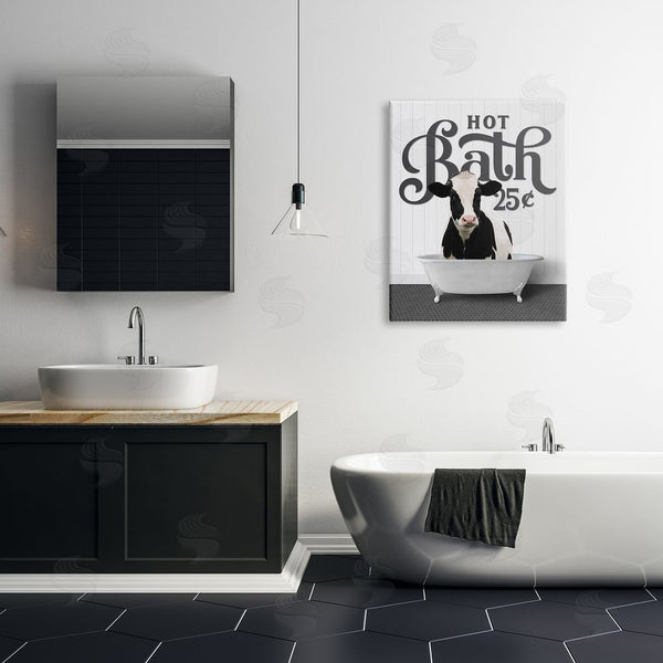 Stupell Industries Lettered And Lined | Vintage Hot Bath Cow Wall Art