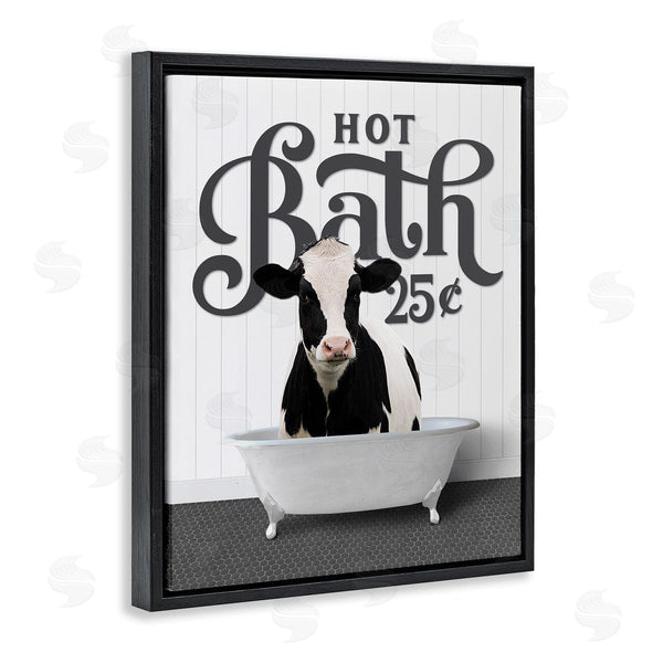 Stupell Industries Lettered And Lined | Vintage Hot Bath Cow Wall Art