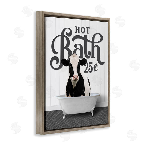 Stupell Industries Lettered And Lined | Vintage Hot Bath Cow Wall Art