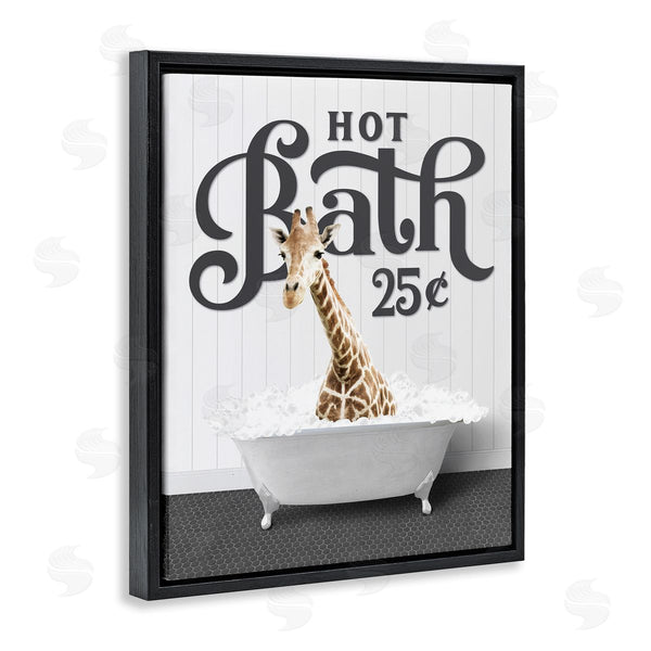 Stupell Industries Lettered And Lined | Vintage Hot Bath Giraffe Wall Art