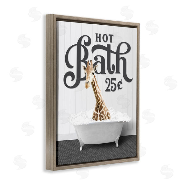 Stupell Industries Lettered And Lined | Vintage Hot Bath Giraffe Wall Art