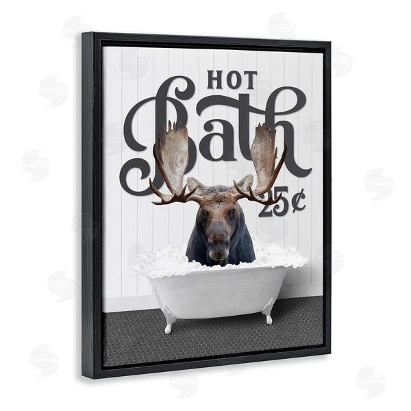 Stupell Industries Lettered And Lined | Vintage Hot Bath Moose Wall Art