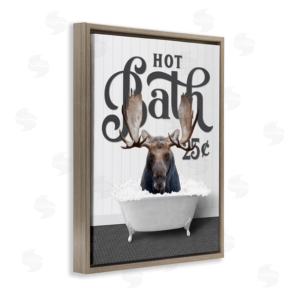 Stupell Industries Lettered And Lined | Vintage Hot Bath Moose Wall Art