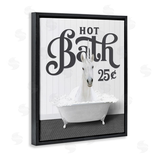 Stupell Industries Lettered And Lined | Vintage Hot Bath Unicorn Wall Art