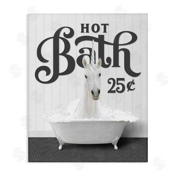 stupell industries Lettered and Lined | Vintage Hot Bath Unicorn Wall Art