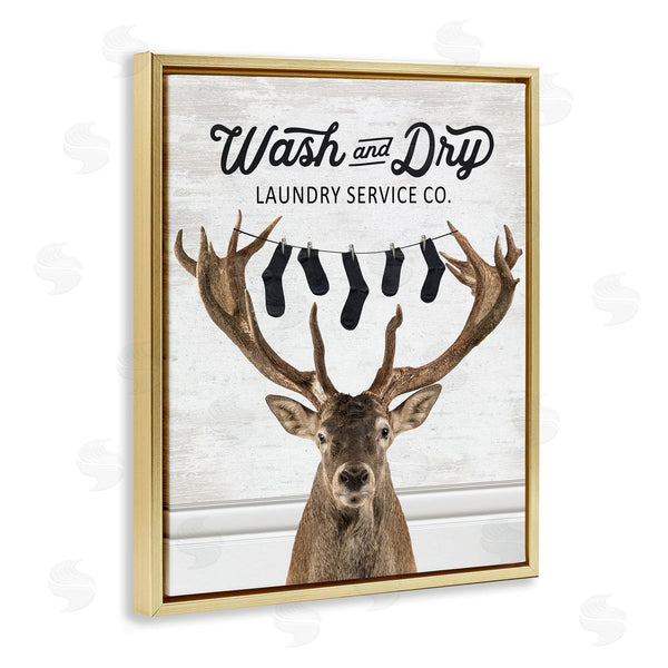 Stupell Industries Lettered And Lined | Vintage Laundry Elk Clothesline