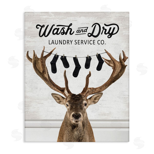 stupell industries Lettered and Lined | Vintage Laundry Elk Clothesline