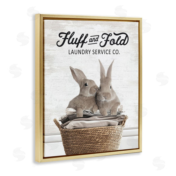 Stupell Industries Lettered And Lined | Vintage Laundry Service Bunnies