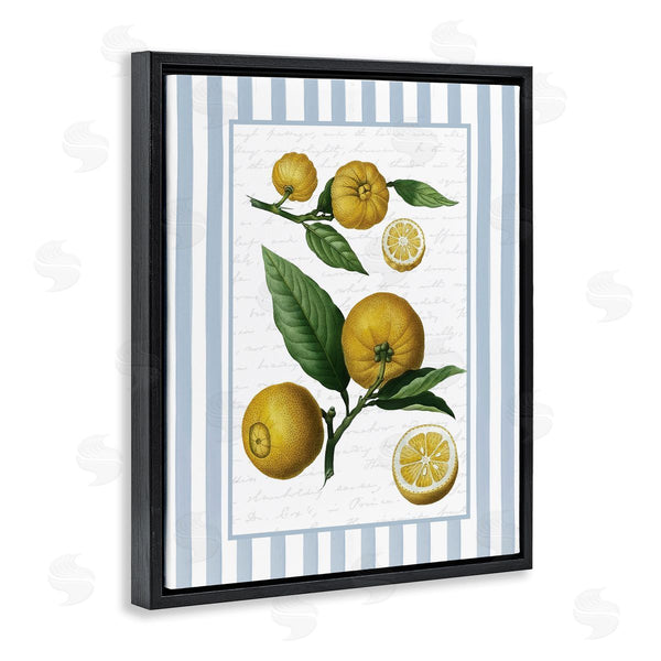 Stupell Industries Lettered And Lined | Vintage Lemons Blue Stripes