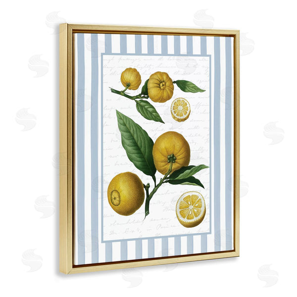 Stupell Industries Lettered And Lined | Vintage Lemons Blue Stripes