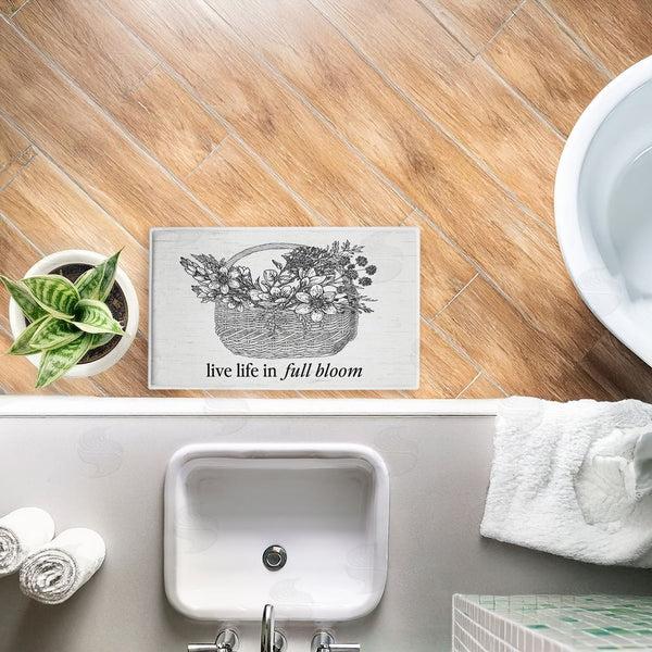 Stupell Industries Lettered And Lined | Vintage Live Life In Full Bloom Plush Bath Mat