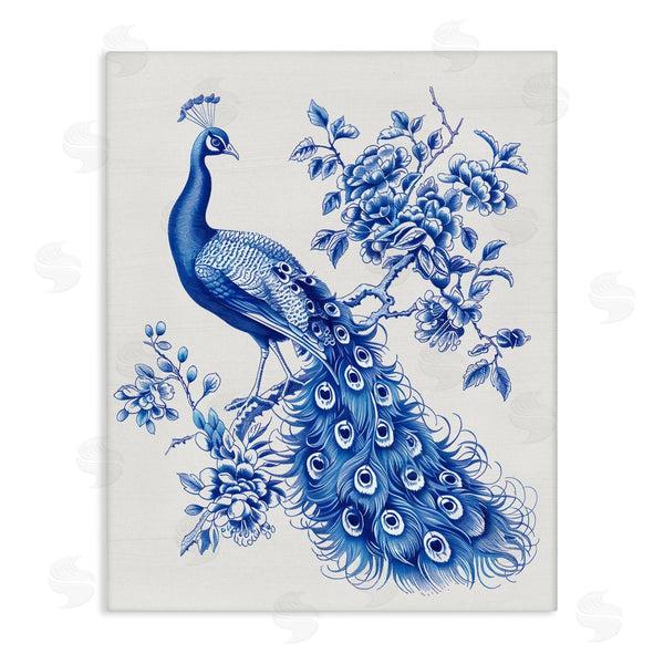 stupell industries Lettered and Lined | Vintage Peacock in Toile Style Wall Art