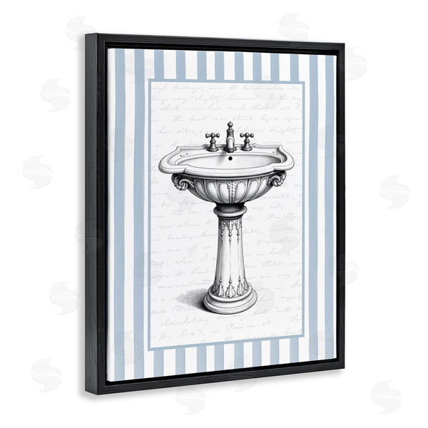 Stupell Industries Lettered And Lined | Vintage Sink Blue Stripes