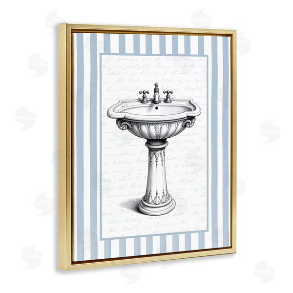 Stupell Industries Lettered And Lined | Vintage Sink Blue Stripes