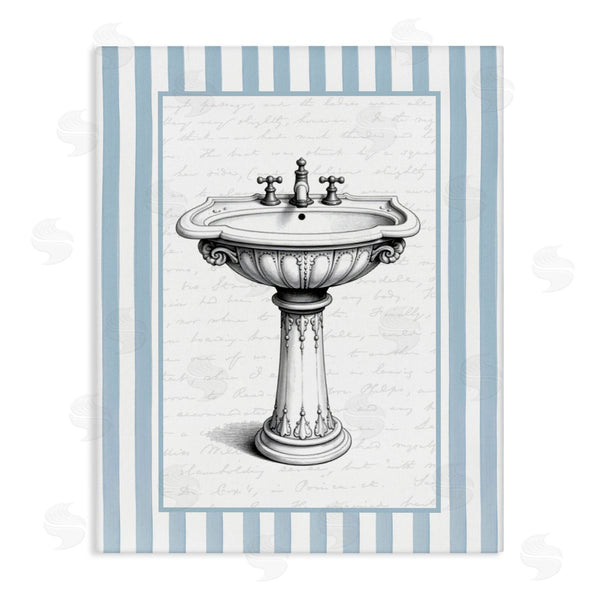 stupell industries Lettered and Lined | Vintage Sink Blue Stripes