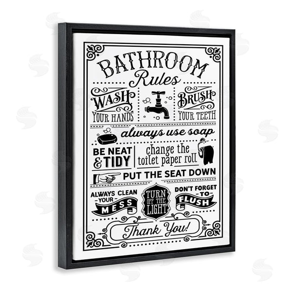 Stupell Industries Lettered And Lined | Vintage Style Bathroom Rules Diagram List Border Wall Art