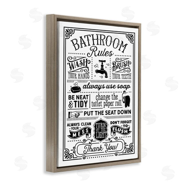 Stupell Industries Lettered And Lined | Vintage Style Bathroom Rules Diagram List Border Wall Art