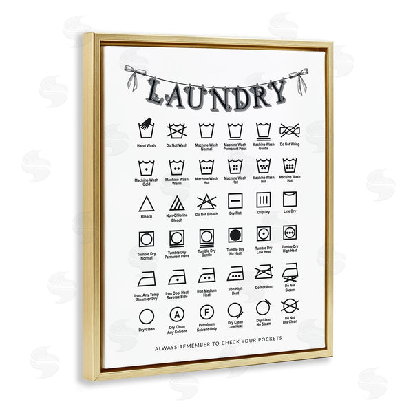 Stupell Industries Lettered And Lined | Vintage Style Laundry Symbols