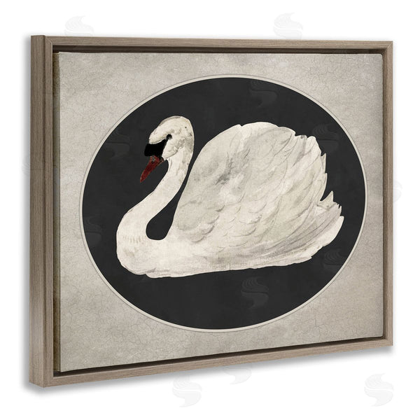 Stupell Industries Lettered And Lined | Vintage Swan In Rounded Oval