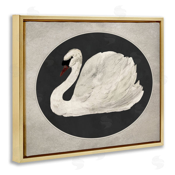 Stupell Industries Lettered And Lined | Vintage Swan In Rounded Oval