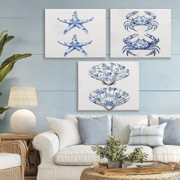 Stupell Industries Lettered And Lined | Vintage Toile Starfish & Crabs Wall Art