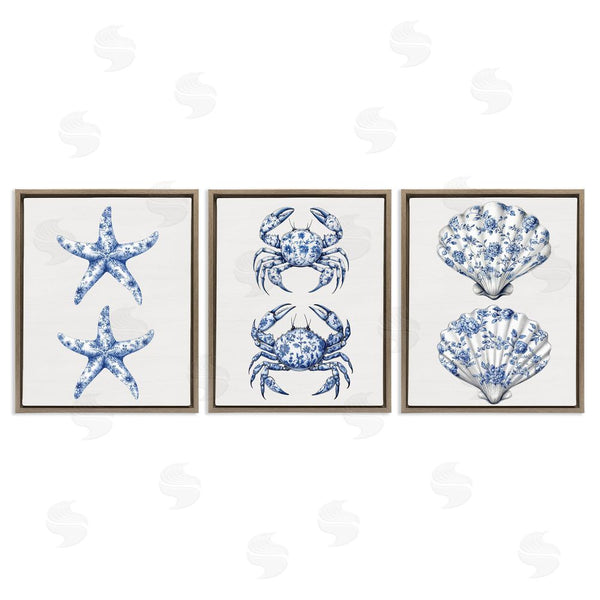 Stupell Industries Lettered And Lined | Vintage Toile Starfish & Crabs Wall Art