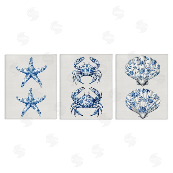 stupell industries Lettered and Lined | Vintage Toile Starfish & Crabs Wall Art