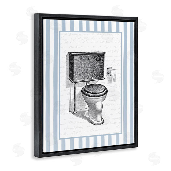 Stupell Industries Lettered And Lined | Vintage Toilet Blue Stripes
