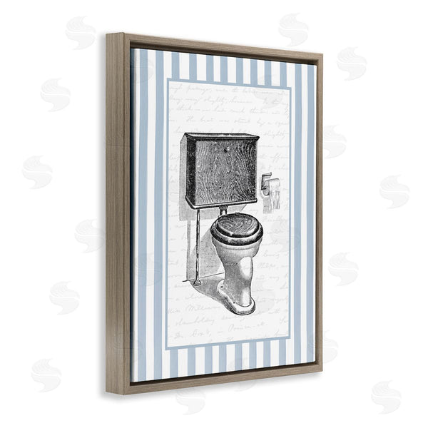 Stupell Industries Lettered And Lined | Vintage Toilet Blue Stripes