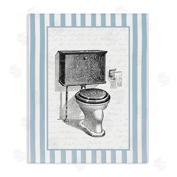 stupell industries Lettered and Lined | Vintage Toilet Blue Stripes