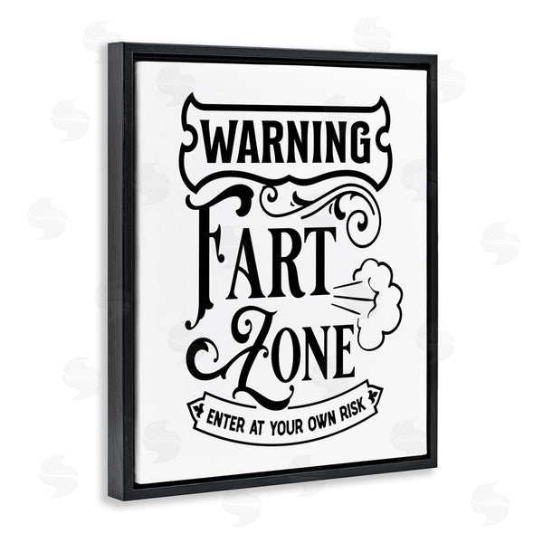 Stupell Industries Lettered And Lined | Warning Fart Zone Funny Bathroom Vintage Style Wall Art
