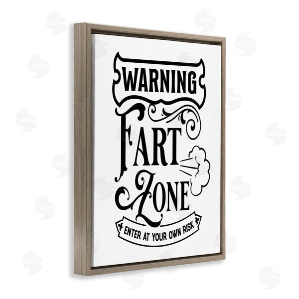 Stupell Industries Lettered And Lined | Warning Fart Zone Funny Bathroom Vintage Style Wall Art