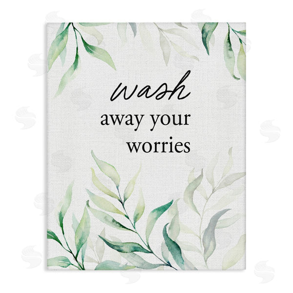 stupell industries Lettered and Lined | Wash Away Worries Greenery Wall Art