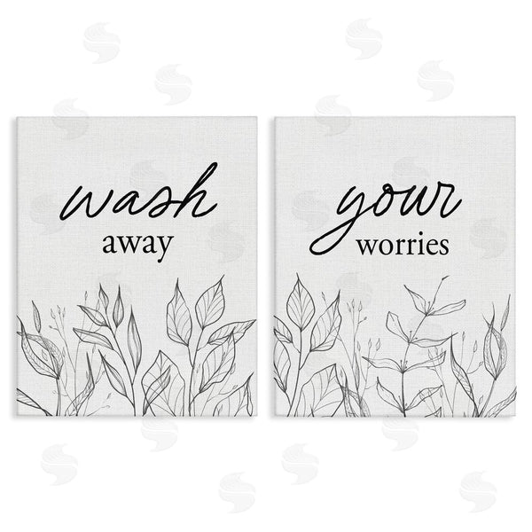 stupell industries Lettered and Lined | Wash Away Worries Minimalist Leaves Wall Art