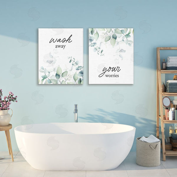 Stupell Industries Lettered And Lined | Wash Away Your Worries Leaves Wall Art