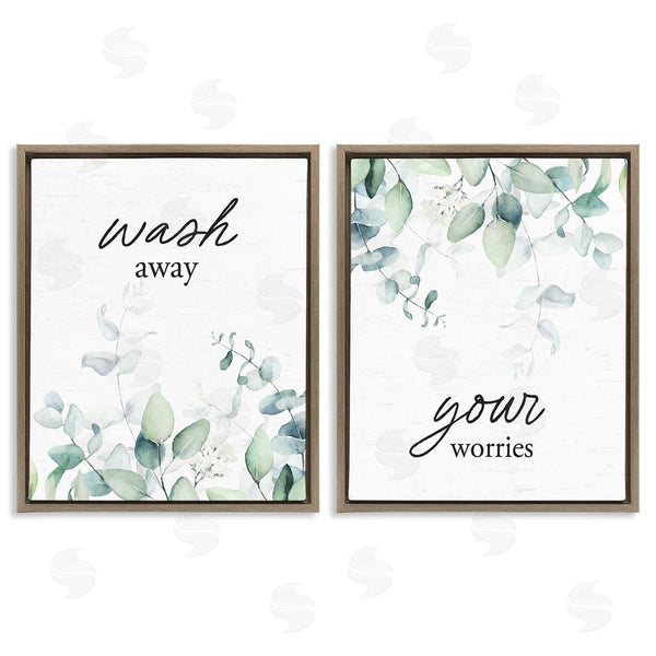 Stupell Industries Lettered And Lined | Wash Away Your Worries Leaves Wall Art